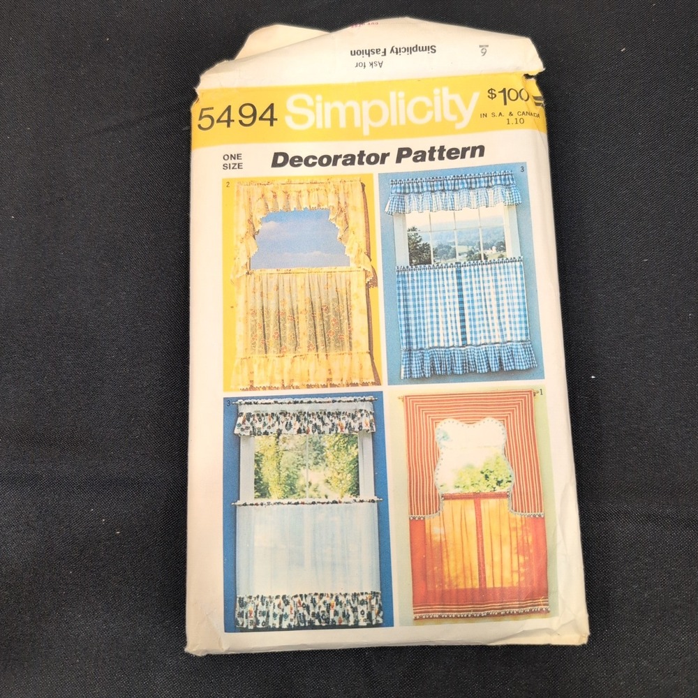 Vintage Simplicity 5494 Decorator Pattern Curtains Valances Tiers Swags One Size - Picture 1 of 2